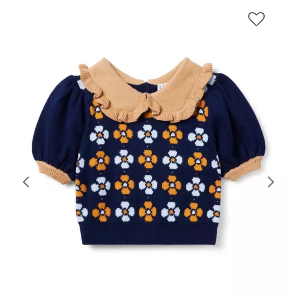NWT Janie And Jack The Marketplace Sweater Daisy Blue Orange Polo Top